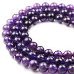 Amethyst Beads 6mm Natural Gemstone Beads for Making Jewellery Energy Healing Crystals Jewelry Chakra Crystal Jewerly Beading supplies 15.5inch About 58-60 Beads