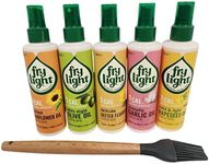 Cooking Oil Spray Bundle ┃Frylight 190ml ┃1 x Sunflower ┃1 x Olive ┃1 x Butter ┃1 x Garlic ┃1 x Rapeseed ┃1 Calorie per Spray Bottle ┃ Bundled with Donny & Dev Wooden Handle Oil Brush