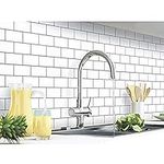 Yoillione 10 Sheets Peel and Stick Wall Tiles Backsplash for Kitchen and Bathroom, 3D Stick on Tiles Metro Subway Tiles Self Adhesive Tile Stickers White