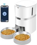 Automatic Cat Feeder, WellToBe Timed Pet Feeder Dry Food Dispenser for Cats & Dogs with Desiccant Bag, Programmable Portion Control, 10s Meal Call,1-6 Meals per Day, Dual Power, Stainless Bowl (S36D)