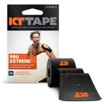 KT Tape Pro Extreme Therapeutic Elastic Kinesiology Sports Tape, 20 Pre Cut 10 inch Strips, 100% Synthetic Water Resistant Breathable, Pro & Olympic Choice, Jet Black