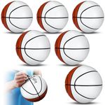 Jenaai 6 Pcs Blank Autograph Basketball Blank Regulation Size Basketball Customized Basketball with 4 White and 4 Brown Panels Junior Adult Basketball Trophy for Signing (Size 5, 8.66 Inch)