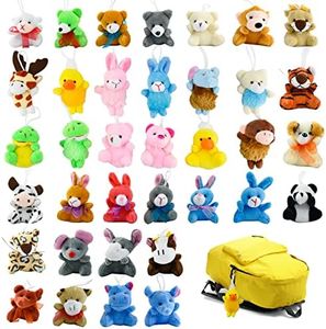Tizund 36 Pezzi di Mini Peluche Animale Set Giocattolo, Giocattoli Della Giungla Animale, Piccolo Peluche Carino Pet Decorazione Portachiavi Regalo di Compleanno di Natale Kindergarten Boy
