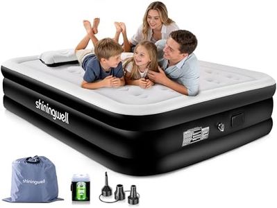 Queen Air Mattress with Built-in Cordless Electric Pump 2000mah, Quick Self-Inflation/Deflation Inflatable Air Beds, Comfortable Flocked Surface Blow Up Mattress for Guest Home Camping 200x150x48cm