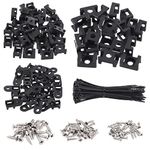 Glarks 360Pcs Black Cable Tie Base and Cable Zip Ties with Mounting Screws Set, 120Pcs 3MM 4MM 6MM Saddle Type Mount Wire Holder and 120Pcs 6 Inch Self-Locking Cable Tie with 120Pcs Pan Head Screws