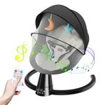 Electric Baby Bouncer with Bluetooth, Baby Bouncer Chair with 5 Swing Speed, 3-Stage Timer and Remote Control, Portable Swing Chair from Birth for Newborn Boys Girls (Black)