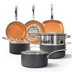 Gotham Steel 12 Piece Pots and Pan Set, Non Stick Cookware Set, Pots and Pans, Pot Set, Pot and Pan Set, Cooking Set, Ceramic Coated, Ultra Durable, Oven and Dishwasher Safe, 100% Toxin Free - Copper