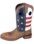 Smoky Mountain Mens Stars and Stripes Vintage Brown Leather Cowboy Boots 8 D