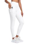 Willit Women's Fleece Lined Leggings High Waisted Winter Thermal Yoga Running Pants with Pockets White 3XL