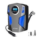 SYTUNG Digital Tyre Inflator, Portable Air Compressor Car Tyre Pump with 3 Nozzle Adaptors and Digital LED Light, 12V Rapid Electric Car Tyre Inflator Air Pump for Tires and Other Inflatables