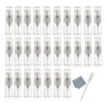 Elfenstall- 30pcs 2ml 5/8Dram Atomizer Vial Glass Bottle Spray Refillable Perfume Empty Mini Clear Sample Bottle Clean Cloth Free 3ML Pipette for Travel Party