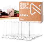 Acrylic Shelf Dividers for Closets - Clear Shelf Dividers for Wooden Shelves & Linen Closet Organizer - Sturdy and Easy Set-Up Closet Dividers (8-Pack)