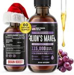 Lions Mane Supplement - Daily Mushroom Supplement for Memory, Focus & Clarity - Brain Booster - Lions Mane Tincture for Natural Immune Support - Vegan, Organic - 4 Fl oz Grape Flavor