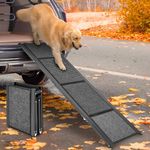 Papettly Dog Car Ramp 180 * 50CM - Folding Dog Ramp for Cars with Anti-Slip Rug Surface, Portable Pet Stair Ramp with Wide & Long Dog Steps for Large Dogs Up to 300LBS/136KG Get Into Car, SUV & Truck