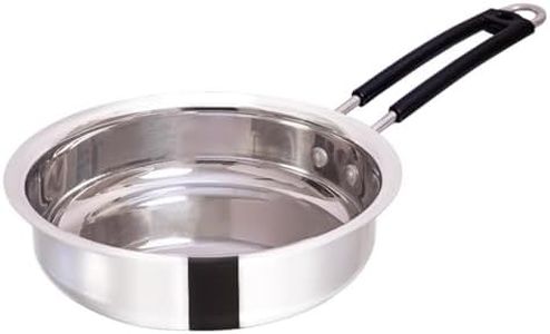 KC Stainless Steel Frying Pan | Stove & Induction Safe | Heat Surround Cooking | Easy Grip Handles | Stainless Steel Fry Pan Heavy Gauge | Capacity 1.2 liter . | Diamm. 19 cm