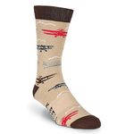 K. Bell Socks mens Patterns and Design Novelty Crew Casual Sock, Airplane (Beige), Shoe Size 6-12 US, Airplane (Beige), Shoe Size: 6-12