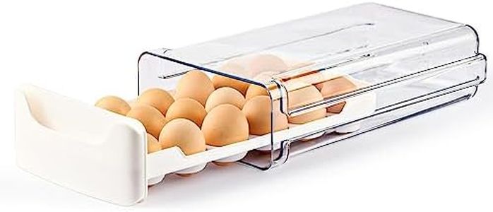 Moretoes Egg Container for Refrigerator with Handles, Plastic Fresh Egg Holder For Fridge 1 Layer 3x6 Clear Stackable Egg Storage Container Organizer Bin for Fridge Kitchen Home