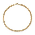 JewelryWeb 14k Gold 10-inch Braided Foxtail Anklet Ankle Bracelet (yellow or white gold), 10 inch, 14K Yellow Gold