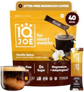 IQJOE Mushroom Coffee Packets - Vanilla Spice | 40 Stick Packs | Lion's Mane, Magnesium L-Threonate, Adaptogens | Instant Coffee for Jitter-Free Focus, Clarity & Energy | Keto, Vegan, Zero Sugar