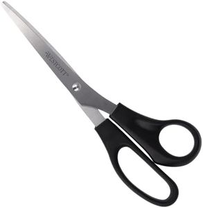 Westcott Scissors 8’ (20.3 cm) Black, Office scissors with black plastic handles, Extra-sharp blade, stainless steel, Paper scissors, household scissors, craft scissors, E-31181 00