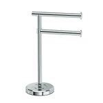 Gatco 1472C Latitude II Minimalist Bathroom Counter Top 2-Arm Pivot Hand Towel Holder, 12" Height, Chrome