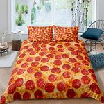 Pizza Duvet Cover Pepperoni Be Print Bedding Set Funny Fast Food Comforter Cover for Boys Girls Kids Room Decor Lightweight Delicious Food Theme Bedspread Cover Single Size With 1 Pillow Case