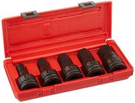 SUNEX Tools 4506, 3/4 Inch Drive Impact Hex Driver Set, 5-Pieces, SAE, 3/4" - 1-1/4", Cr-Mo Steel, Solid One Piece Construction, Dual Size Markings, Heavy Duty Storage Case