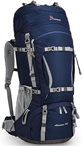 MOUNTAINTOP 70L Internal Frame Hiking Backpack for Men Women with Rain Cover, 29.9*13*10.2in, Sapphire Blue