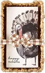 Mud Pie, Turkey Thanksgiving Set, napkin 7 3/4" x 4" | basket 9" x 5 1/2"