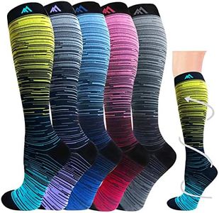 Hi Clasmix Graduated Compression Socks for Women&Men Wide Calf Comfort Best for Circulation,Pregnancy,Media,Nurse,Running,Travel
