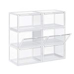 SONGMICS Shoe Boxes, Pack of 6, Stackable Storage Chest with Door, Plastic, Size up to 46, 36 x 28 x 22 cm, Transparent LSP06CW