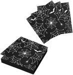 Halloween Spiderweb Napkins - 24 Sheets, 6.7x6.7 Inch Black Party Tableware Supplies, Halloween Disposable Hand Towels Halloween Party Decorations for Dinner Kitchen Party Supplies