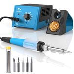 Tilswall Soldering Station, 65W Solder Station Welding Iron with Smart Temperature Control (392°F-896°F), Extra 5pcs Soldering Tips, Built-in Transformer, Ideal for School Lab, Hobby, Electronics