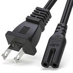 TV Power Cord for Samsung LG TCL Sony 12Ft 2 Prong AC Wall Plug 2-Slot LED LCD Cable Insignia Sharp Toshiba JVC Hisense Electronics UN65KS8000FXZA UN40J5200AFXZA 43UH6100