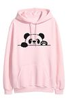 More & More Unisex-Adult Regular Cotton Hooded Neck Panda Printed Hoodie (Panda Hoodie Baby Pinkl-XL_Baby Pinkl_XL)