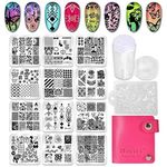 Biutee 12 Pcs Nail Art Stamping Kits - Included 1 Stamper, 1 Scraper and 1 Storage Bag, Nail Plate Template Image for Autumn Halloween Thanksgiving DIY Print Manicure Salon Design