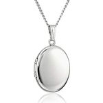 Alexander Castle 925 Sterling Silver Locket Necklace for Women - Girls 2 Photo Locket - 22mm x 19mm Oval Locket with 18" Silver Chain & Jewellery Gift Box