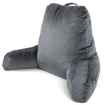 Dreamcatcher Grey Reading Pillow, Large Shredded Memory Foam Cuddle Cushion with Backrest and Arm Support, Ideal for Back Support, Bed, Reading or Gaming Cushion, 3x Pockets and Washable Velvet Cover