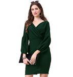 Sheetal Associates Women Full SleeveV-Neck Bodycon Casual Knee Length Dress Green