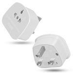 2 Pack European to UK Plug Adaptor,US to UK Travel Plug Adapter with 13A Fuse,2 To 3 Pin Travel Plug/3 Pin Travel Adapters,Electric Shaver Toothbrush Adaptor Plug,Bathroom Socket Convertor