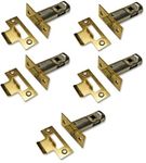 5 Sets of High Quality Tubular Latch, Mortice Latch, Door Latch Designed to be used with Sprung Lever Door Handles, CE Approved (65mm, 2.1/2" Polished Brass)