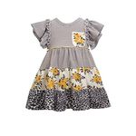 Bonnie Jean Girls Smocked Dresses, Striped Brown ,Yellow Floral Dress, 18 Months