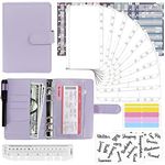 Mlife Budget Binder Set - 28pcs Leather Ring Notebook with Clear Cash Envelopes,Budget Sheets and Label Stickers, Money Saving Binder Organizer for Travel and Diary Purple