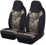 Mossy Oak High Back Camo Seat Covers, Airbag Compatible, Large Size to Fit Truck Seats - Made with Cotton & Suede Fabric - Official Licensed Product