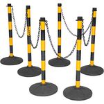 Post and Chain Link Barriers, Yellow & Black Plastic Free Standing Safety Bollards