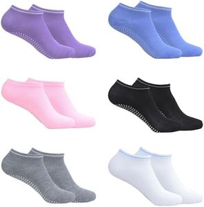MAXQUU 6 pares de calcetines de puntos, calcetines antideslizantes de baile, calcetines de yoga para mujer, calcetines de trampolín, calcetines de suelo de interior, calcetines antideslizantes de