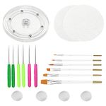 Cookie Decorating Kit Supplies Including 1 Acrylic Cookie Turntable 6 Cookie Scribe Needle2 Silicone Mesh Mats 6 Cookie Decoration Brushes 4 Rubber Feet Bumpers