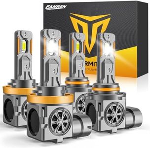 Termitor H11 9005 LED Bulbs Combo, 150,000LM Ultra Brightness, 6500K Cool White,1:1 Mini Halogen Size, H11/H9/H8 9005/HB3 Fog Lights with Cooling Fan, Plug and Play, Pack of 4