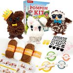 BeKnitting Pompom Maker DIY Craft Kit for Kids - Complete with Yarn, Pom pom Makers, & Stickers