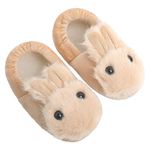 Boys Girls Plush Warm Cute Bunny House Slippers Fuzzy Indoor Bedroom Shoes Animal Soft Cozy Cute Cartoon Plush Anti-Slip Shoes for Toddler Kids (Beige Rabbit, 9-10 Toddler, numeric_9)